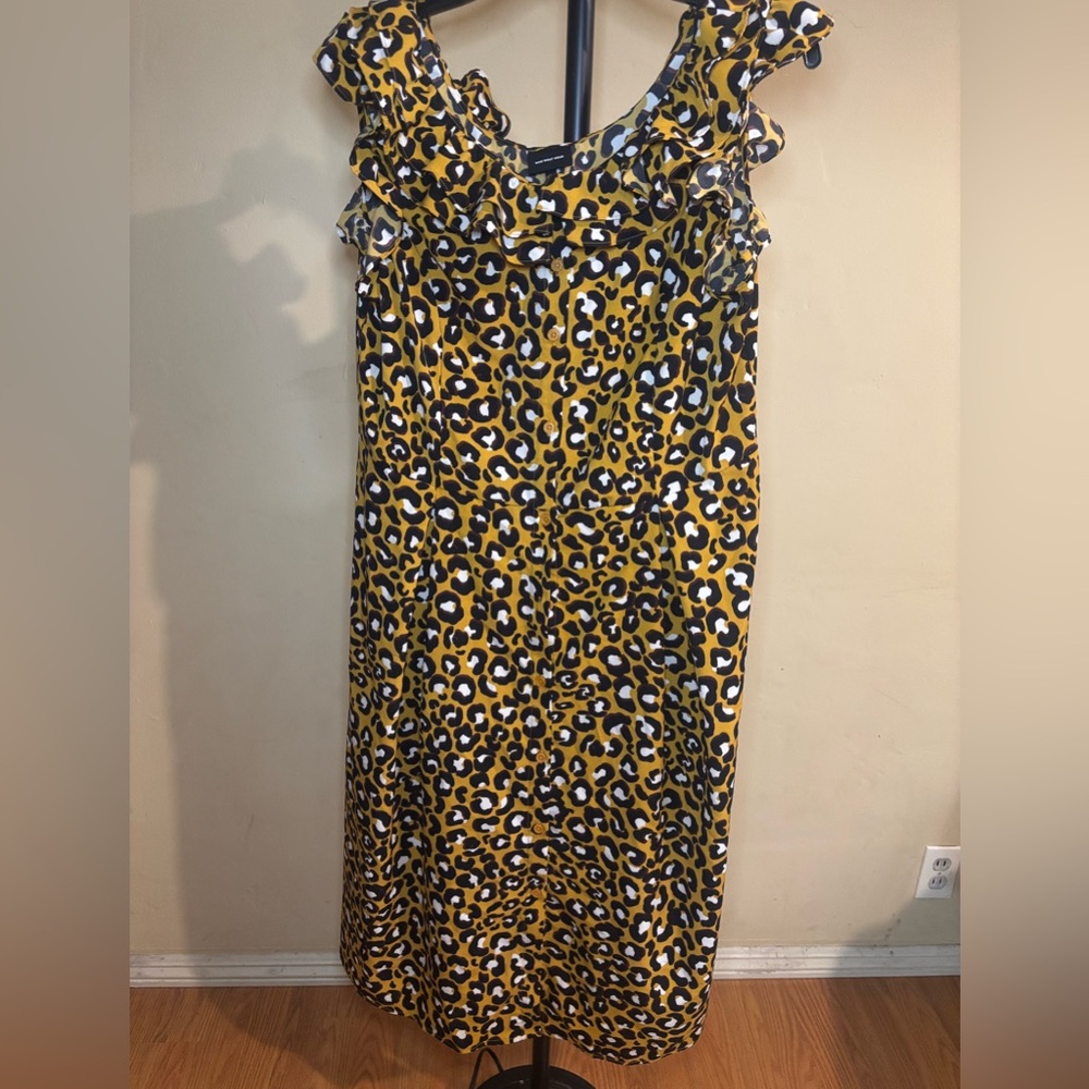 Who What Wear Black and Yellow Ruffled Tiered Maxi Dress